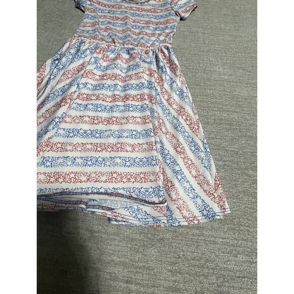 Dot Dot Smile Dress Girl’s Size 5/6 White Stripes Graphic Geometric Short Sleeve - Picture 4 of 9